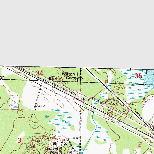 Topographic Map of Wilton Cemetery, MN
