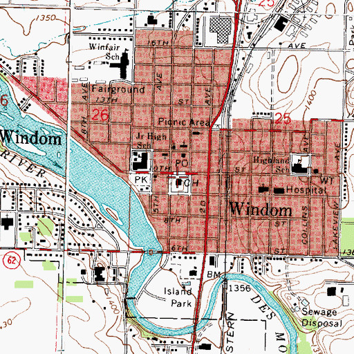 Topographic Map of Windom, MN