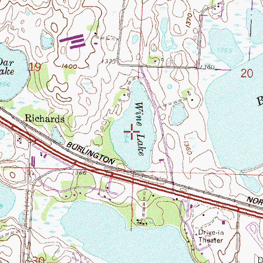 Topographic Map of Wine Lake, MN