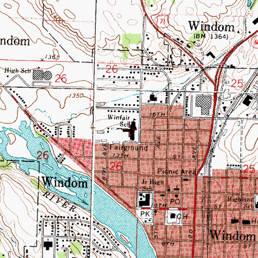 Topographic Map of Winfair School, MN
