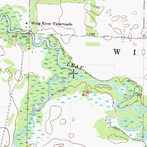 Topographic Map of Wing River, MN