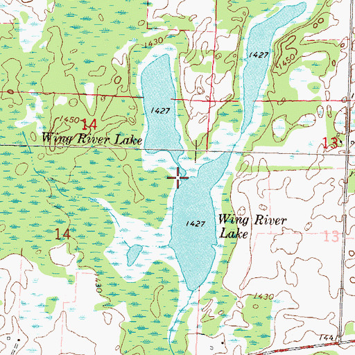 Topographic Map of Wing River Lake, MN