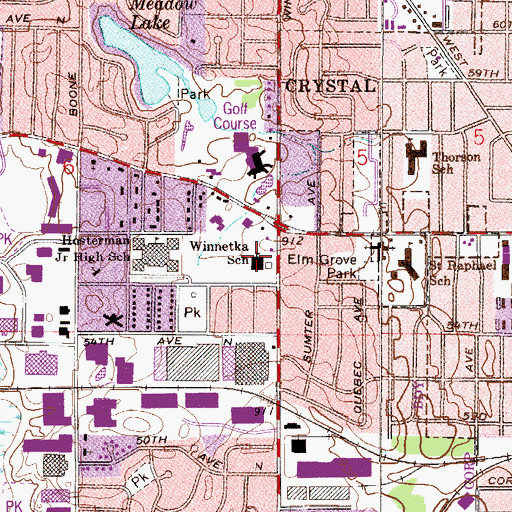 Topographic Map of Winnetka School, MN