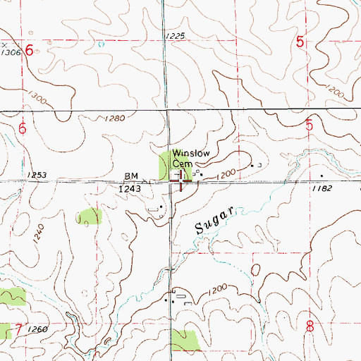 Topographic Map of Winslow Cemetery, MN