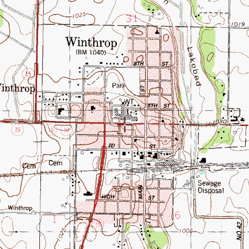Topographic Map of Winthrop, MN