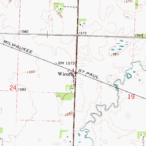 Topographic Map of Wirock, MN