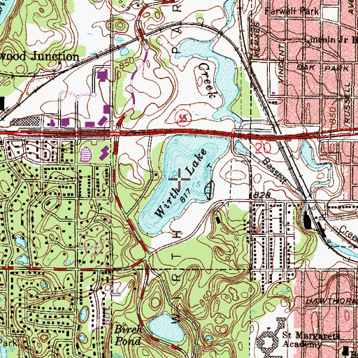 Topographic Map of Wirth Lake, MN