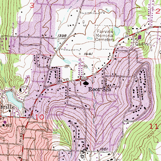 Topographic Map of Root Park, AR