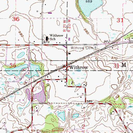 Topographic Map of Withrow, MN