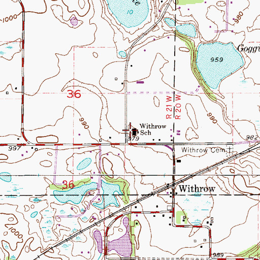 Topographic Map of Withrow Elementary School, MN