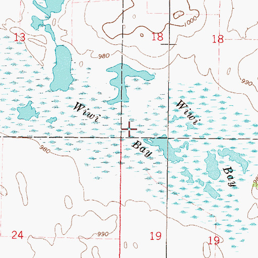 Topographic Map of Wiwi Bay, MN