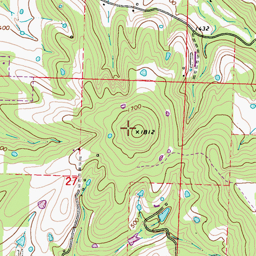 Topographic Map of Round Mountain, AR