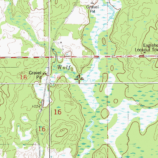 Topographic Map of Wolf Creek, MN