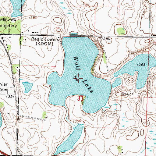 Topographic Map of Wolf Lake, MN