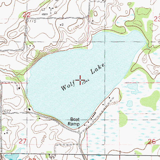 Topographic Map of Wolf Lake, MN