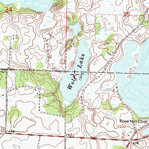 Topographic Map of Wolf Lake, MN