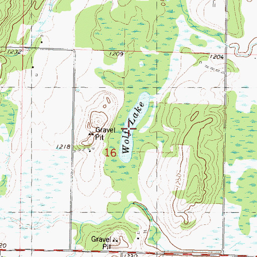Topographic Map of Wolf Lake, MN