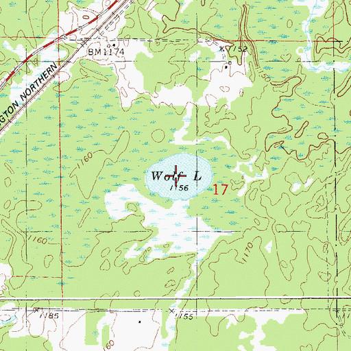 Topographic Map of Wolf Lake, MN