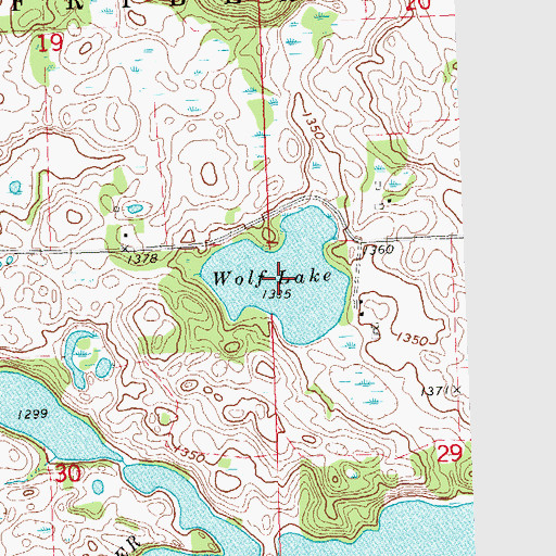 Topographic Map of Wolf Lake, MN