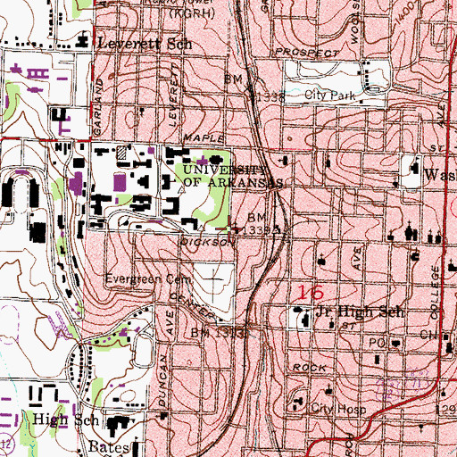 Topographic Map of Saint Johns Lutheran Church, AR