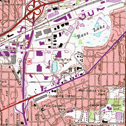 Topographic Map of Wolfe Park, MN