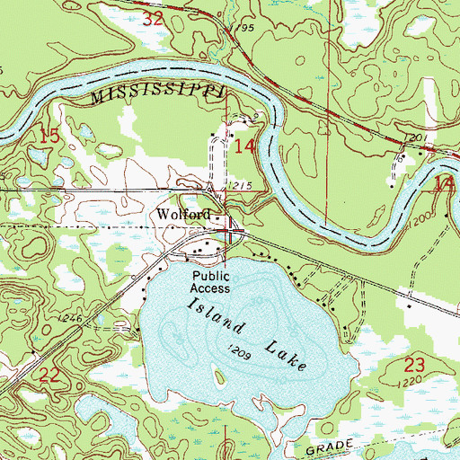 Topographic Map of Wolford, MN