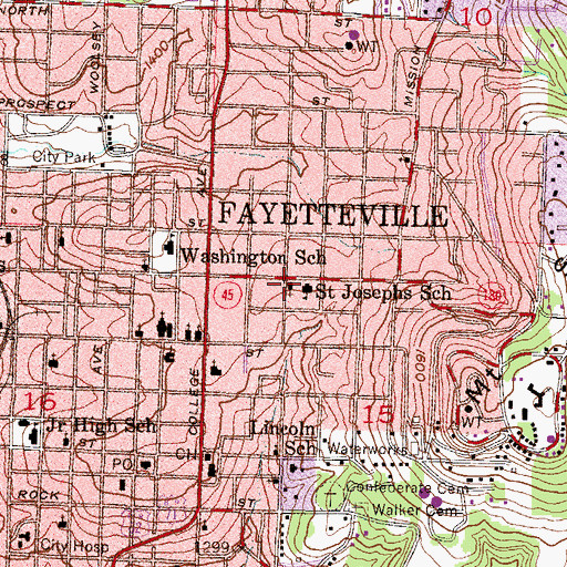 Topographic Map of Saint Josephs Catholic Church, AR