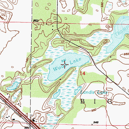 Topographic Map of Wood Lake, MN