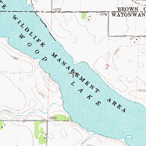 Topographic Map of Wood Lake, MN