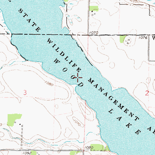 Topographic Map of Wood Lake State Wildlife Management Area, MN