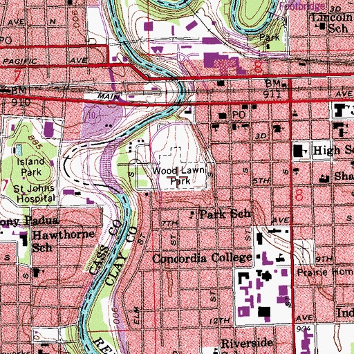Topographic Map of Wood Lawn Park, MN