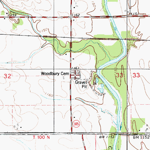Topographic Map of Woodbury Cemetery, MN