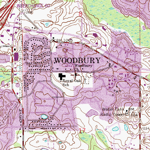 Topographic Map of Woodbury Church, MN