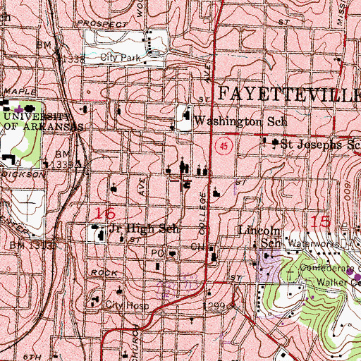 Topographic Map of Saint Pauls Episcopal Church, AR