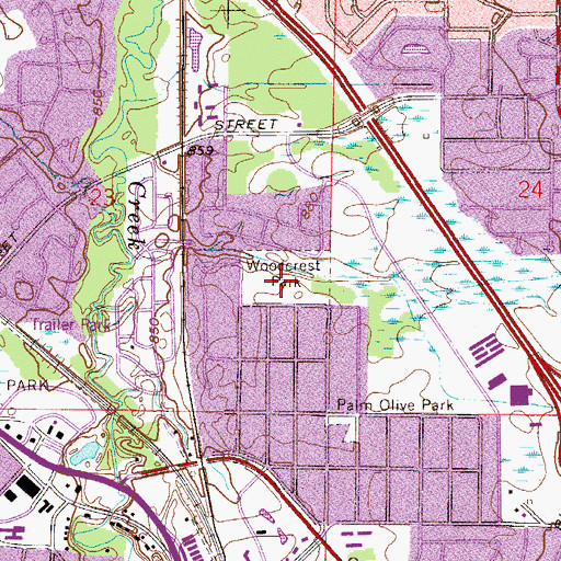 Topographic Map of Woodcrest Park, MN