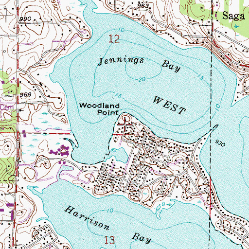 Topographic Map of Woodland Point, MN
