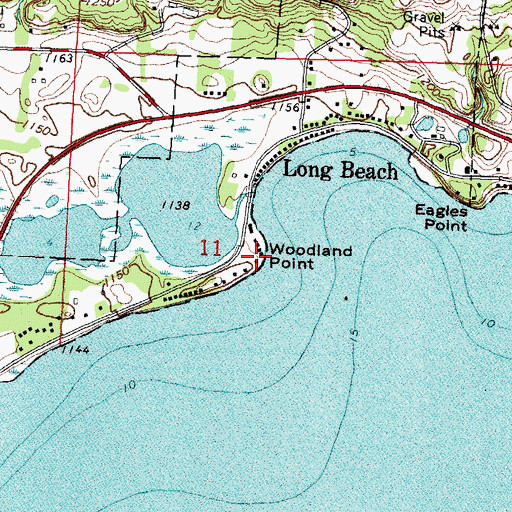 Topographic Map of Woodland Point, MN