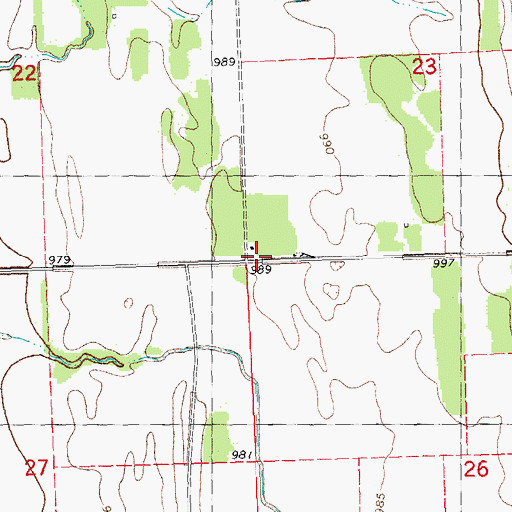 Topographic Map of Woodland School, MN