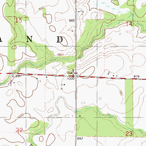 Topographic Map of Woodland School, MN