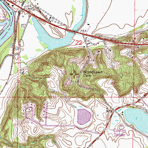 Topographic Map of Woodlawn Cemetery, MN