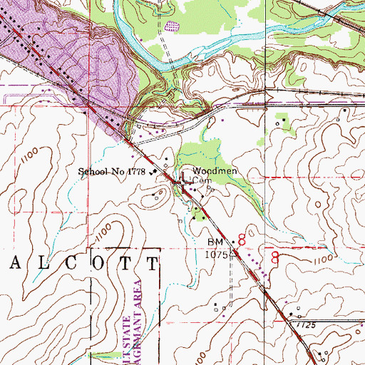 Topographic Map of Woodman Cemetery, MN
