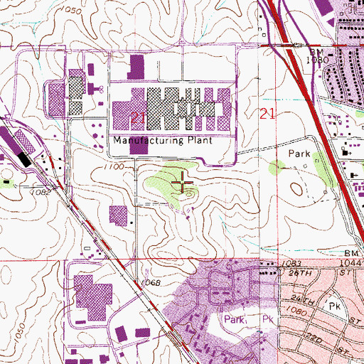 Topographic Map of Woodside Park, MN