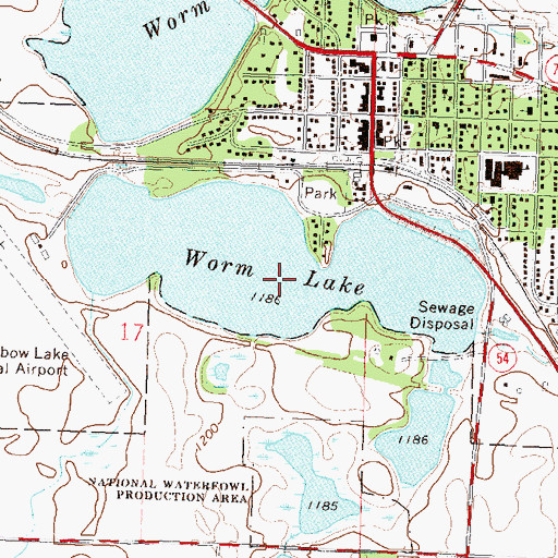 Topographic Map of Flekkefjord Lake, MN