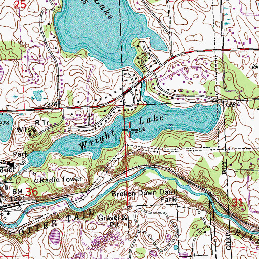 Topographic Map of Wright Lake, MN