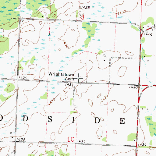 Topographic Map of Wrightstown Cemetery, MN