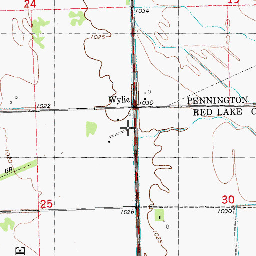 Topographic Map of Wylie, MN