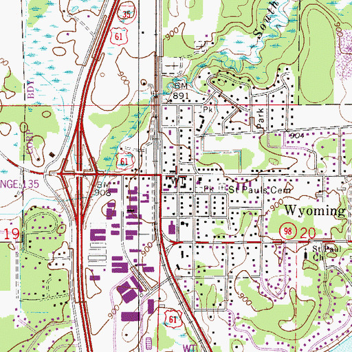 Topographic Map of Wyoming, MN