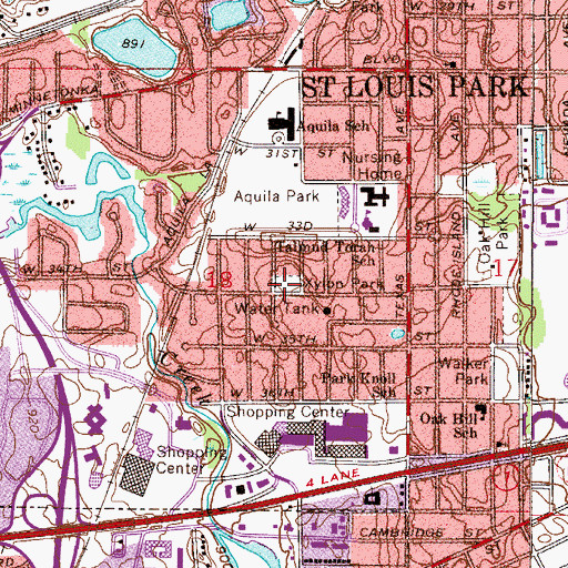 Topographic Map of Xylon Park, MN