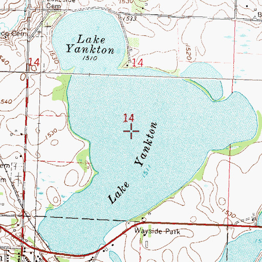 Topographic Map of Lake Yankton, MN