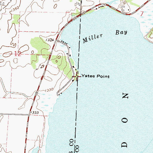 Topographic Map of Yates Point, MN